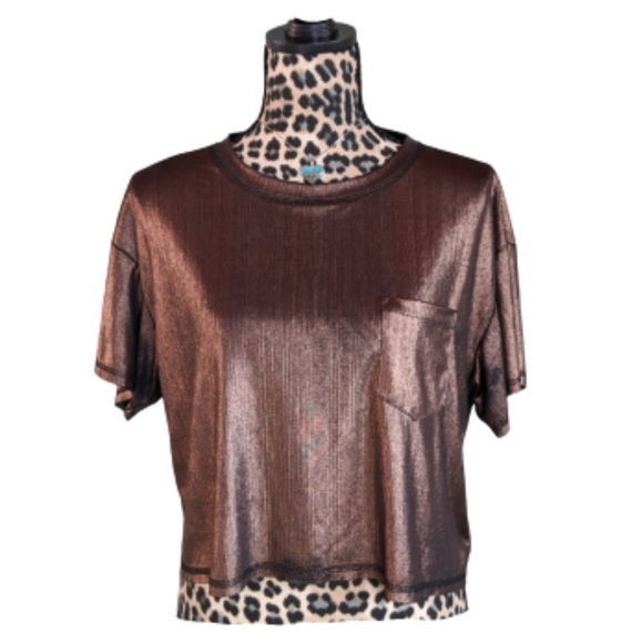 Wild Fable Bronze Copper Cropped Slinky Top - XS - Picture 1 of 7